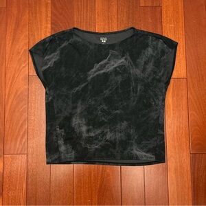 Uniqlo Black Marble-Effect Cap Sleeve Top